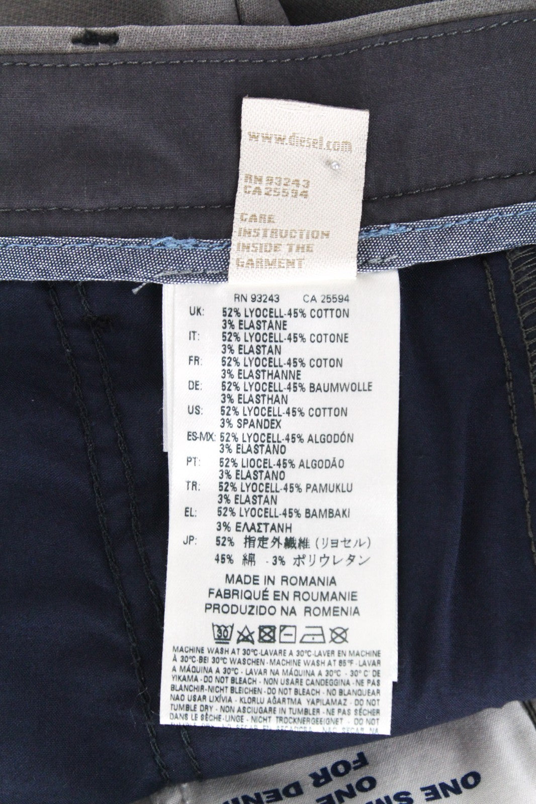 DIESEL Slim-Chino-M-NE 0685E Men Jeans W28 Sweat Jogg Slim Grey Cotton Stretch