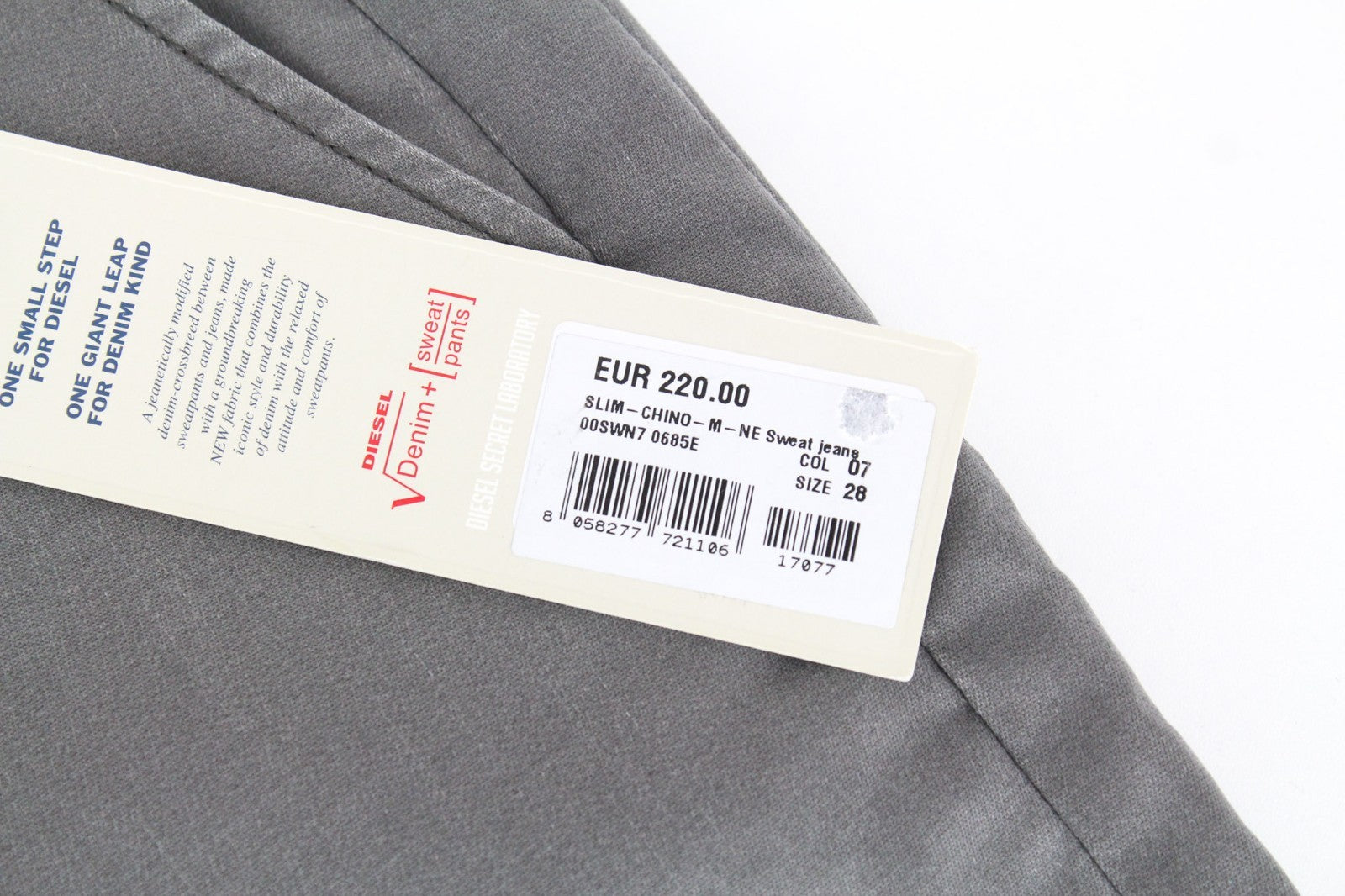 DIESEL Slim-Chino-M-NE 0685E Men Jeans W28 Sweat Jogg Slim Grey Cotton Stretch