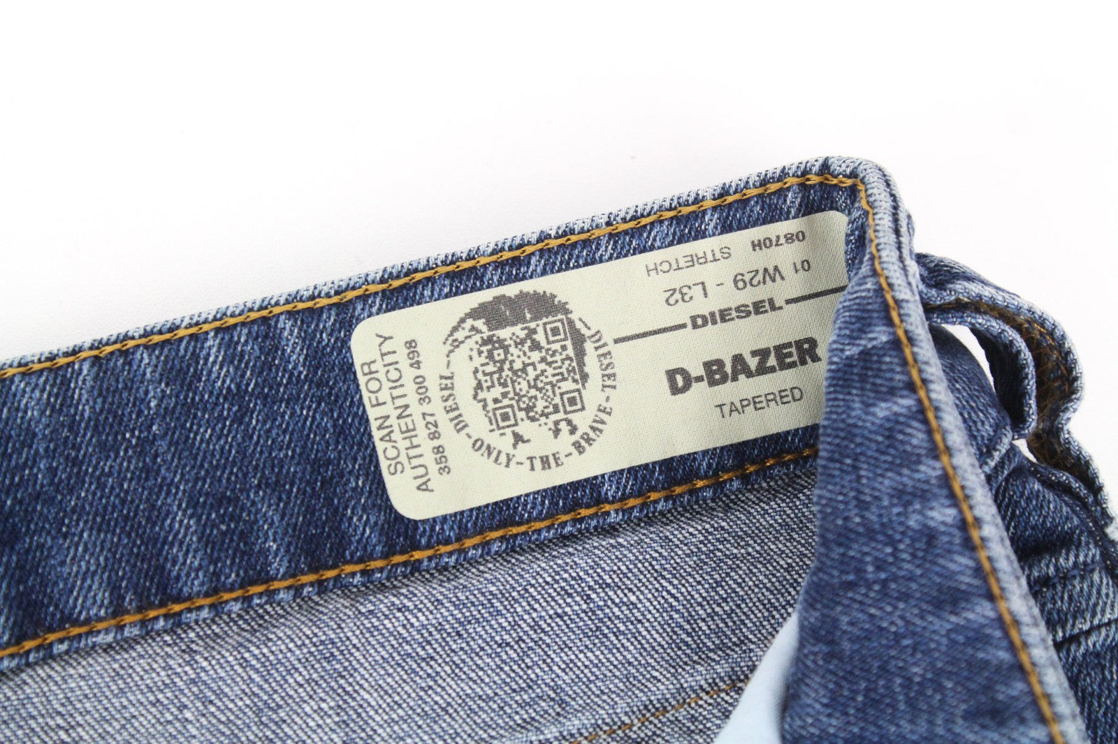 DIESEL D-Bazer 0870H Men Jeans W29/L32 Tapered Blue Cotton Stretch Button-Fly