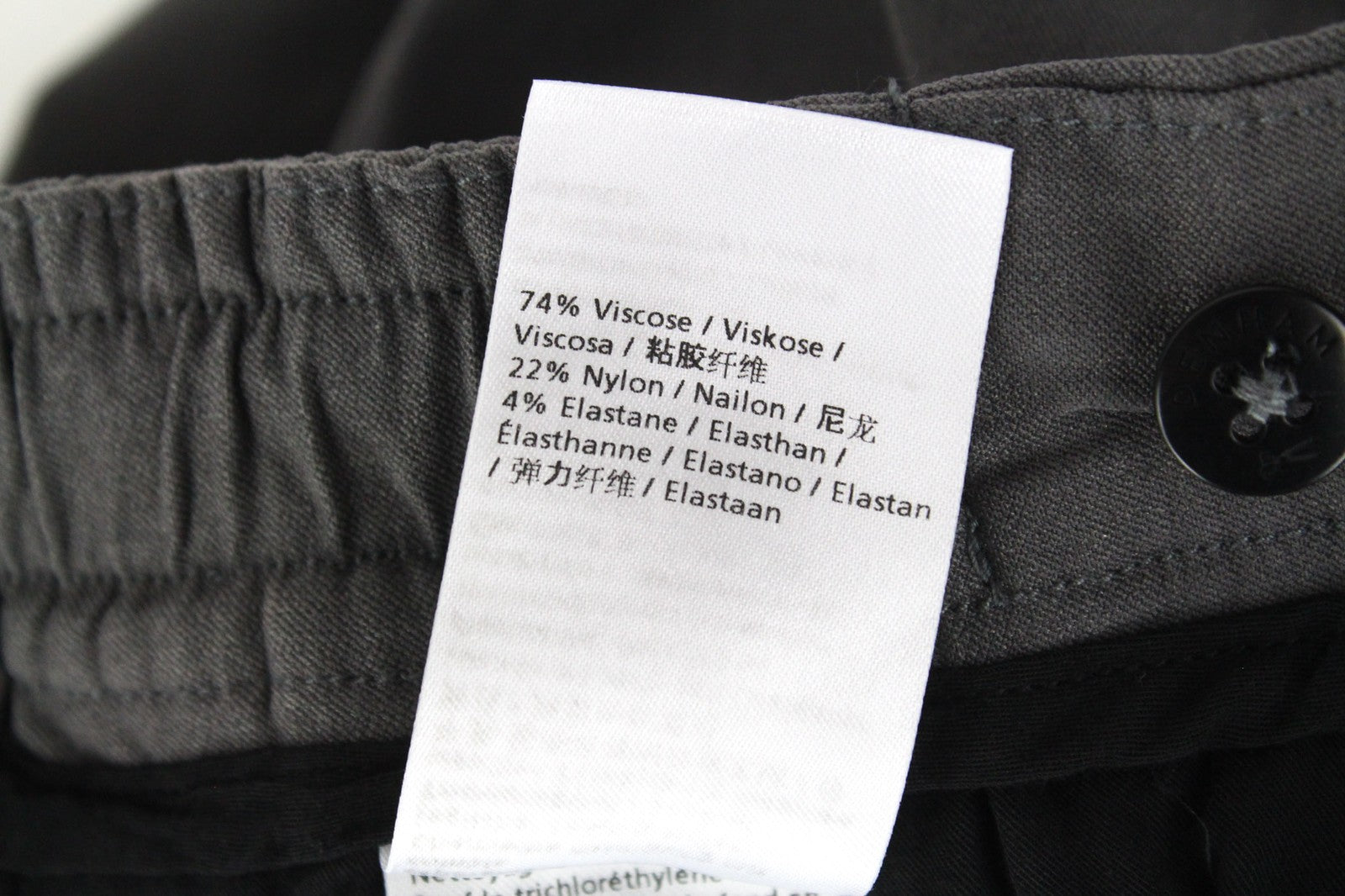 DENHAM Preston Women Trousers S Grey Stretch Pleated Front Slit Pocket