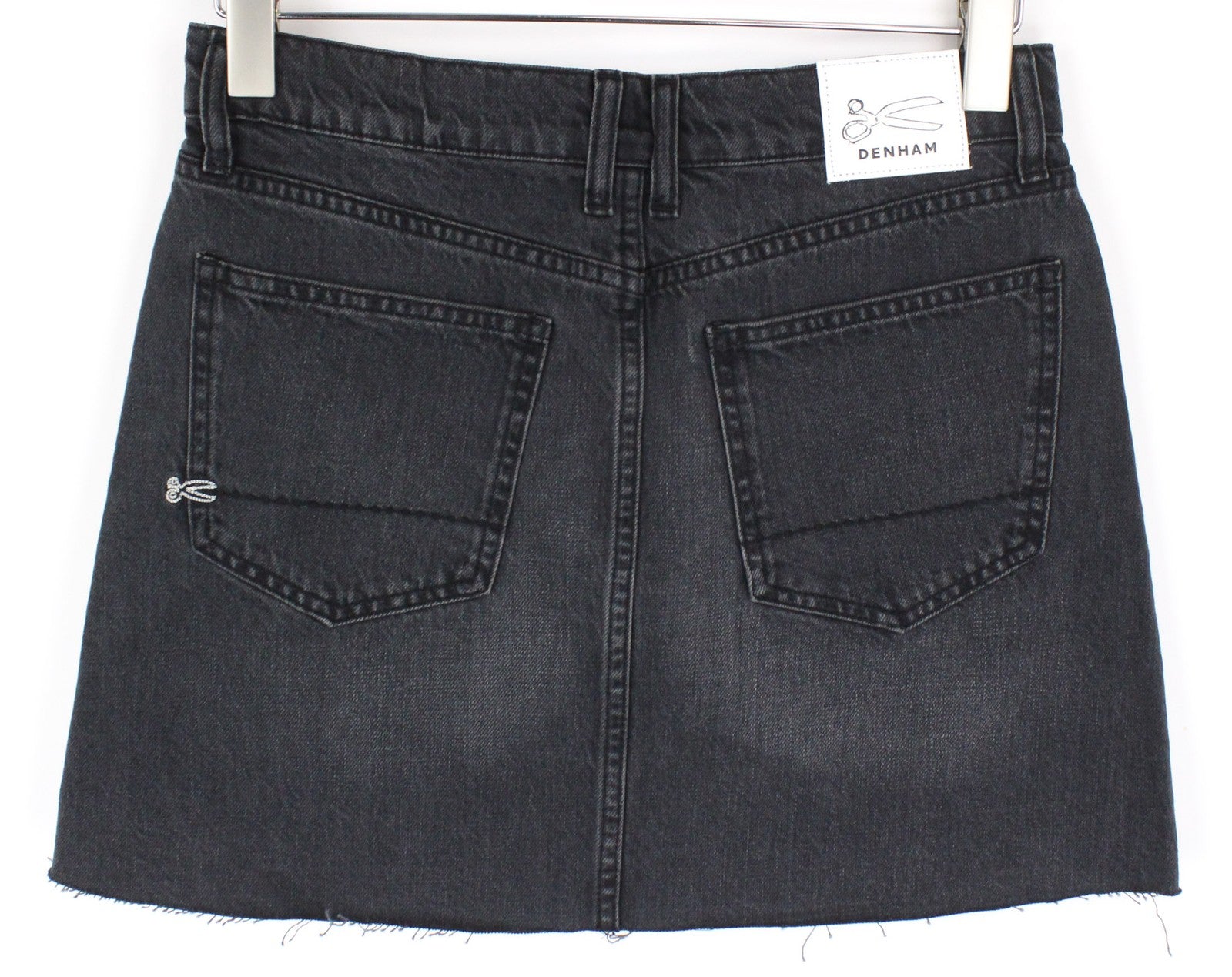 DENHAM Pearl Women Skirt W25 Washed Black Pure Cotton Mini Denim 5-Pocket