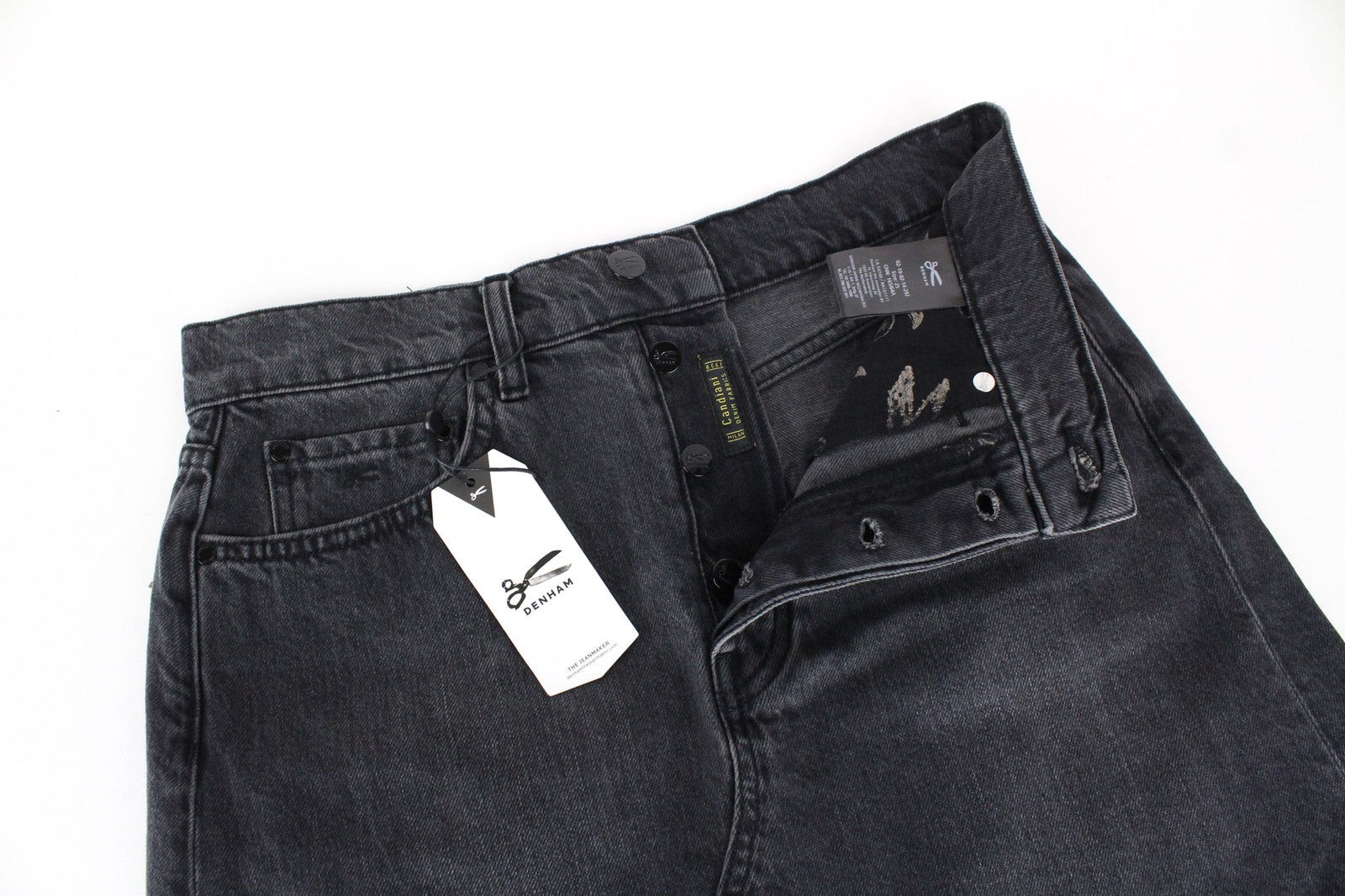 DENHAM Pearl Women Skirt W25 Washed Black Pure Cotton Mini Denim 5-Pocket