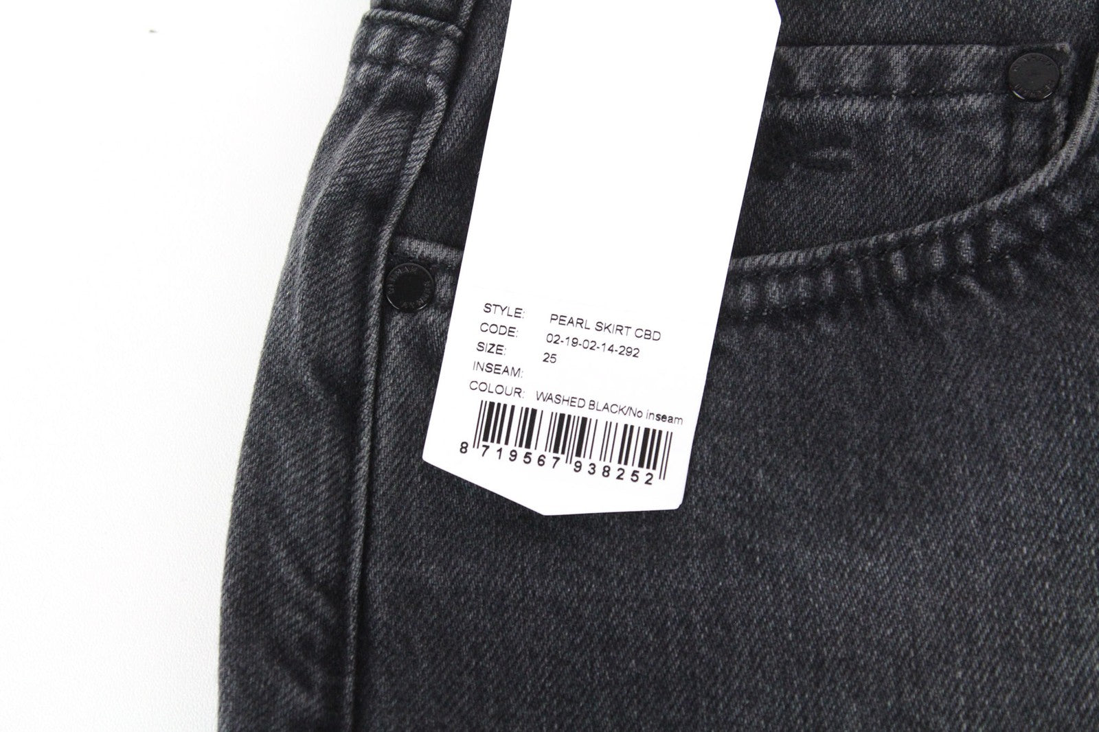 DENHAM Pearl Women Skirt W25 Washed Black Pure Cotton Mini Denim 5-Pocket