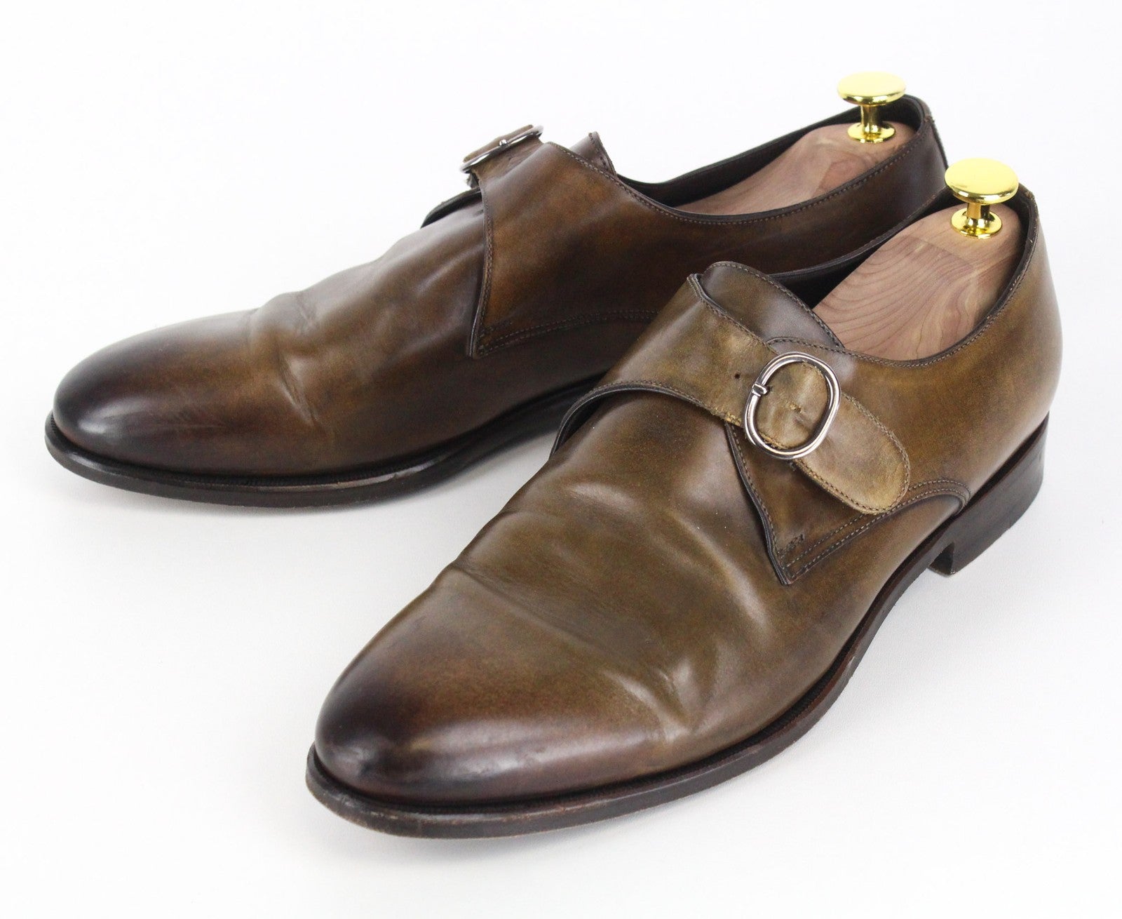 SUITSUPPLY Men Formal Shoes EU43 Brown Genuine Leather Buckled Low-Top