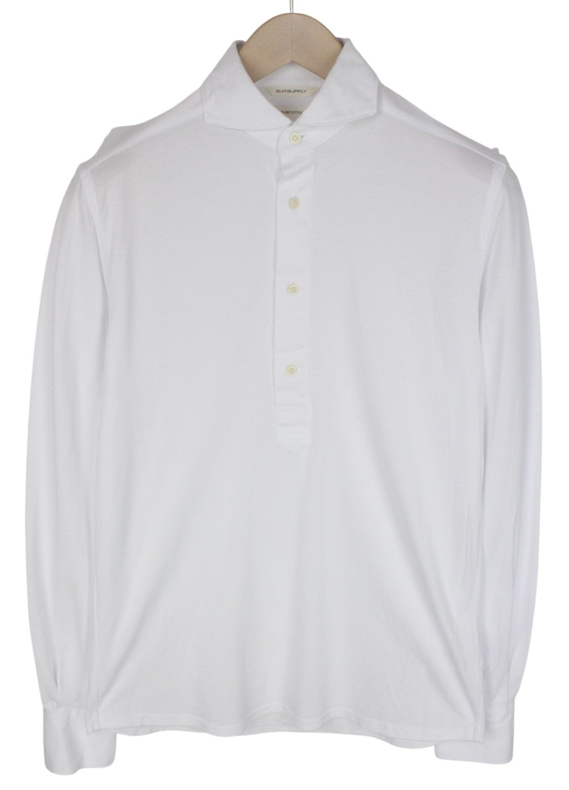 SUITSUPPLY Men Shirt 37/ 14 1/2/38/ 15 White Extra Slim Formal Pure Cotton Polo