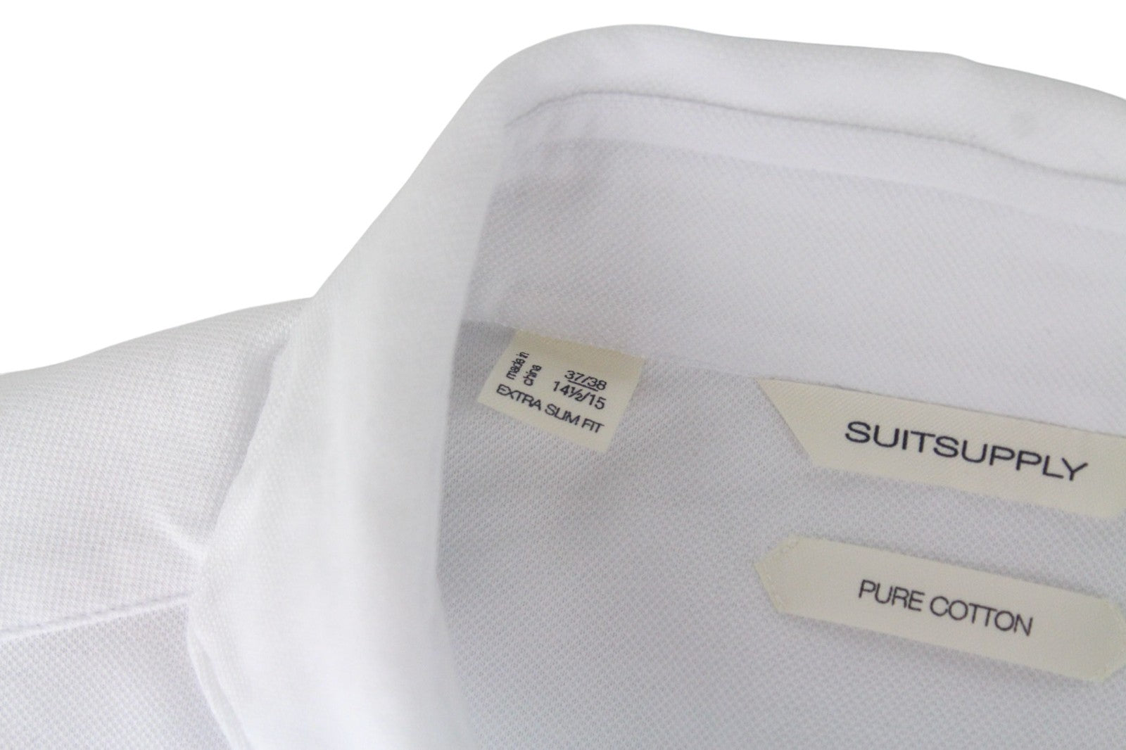SUITSUPPLY Men Shirt 37/ 14 1/2/38/ 15 White Extra Slim Formal Pure Cotton Polo