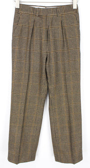 SUITSUPPLY Brescia Men Trousers UK24R Wool Cashmere Brown Houndstooth Check Slim