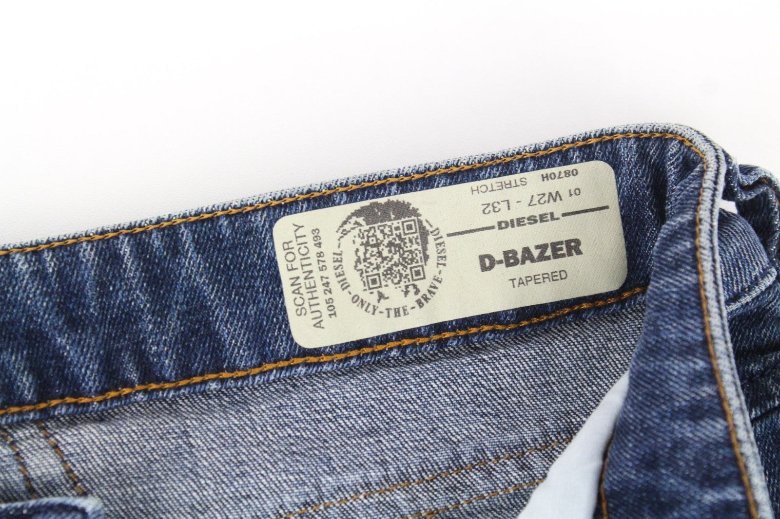 DIESEL D-Bazer 0870H Men Jeans W27/L32 Distress Blue Boys Taper Stretch Buttoned