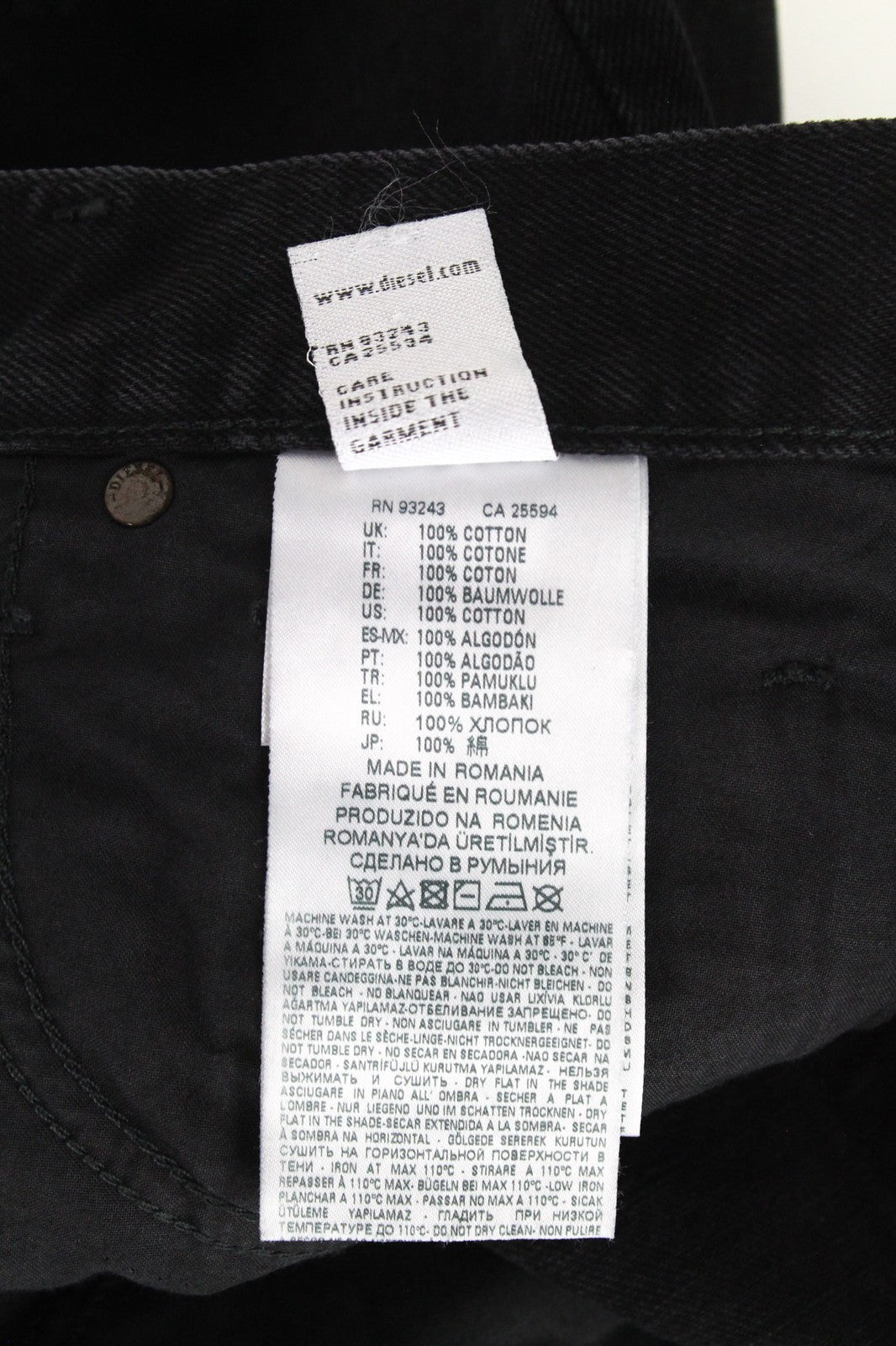 DIESEL Mharky 088AD Men Jeans W27/L32 Non-Stretch Black Boys Slim Skinny Fit