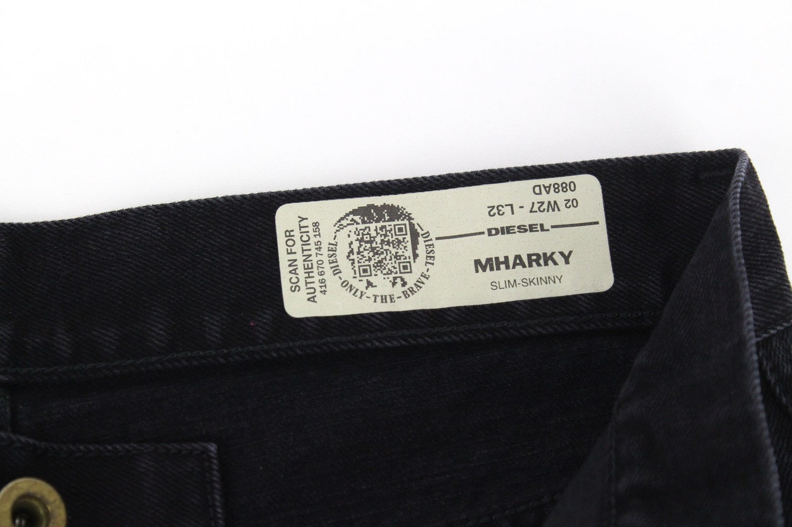 DIESEL Mharky 088AD Men Jeans W27/L32 Non-Stretch Black Boys Slim Skinny Fit