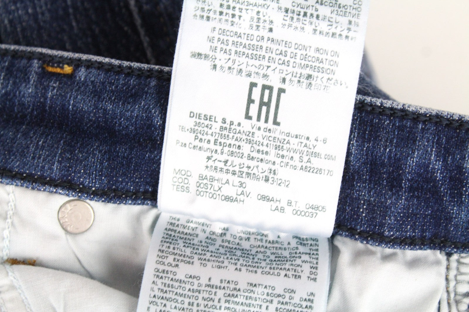 DIESEL Babhila 089AH Women Jeans W25/L30 Dark Blue Slim Skinny Stretch Buttoned