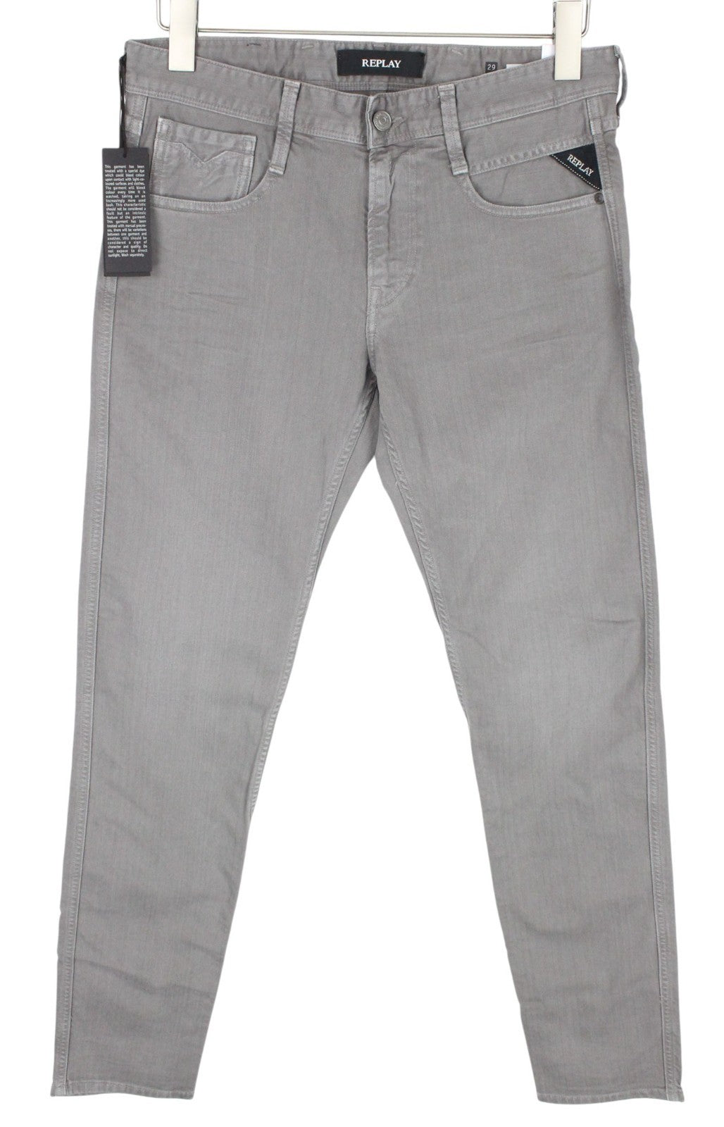 REPLAY Anbass Men Jeans W29/L32 Mid Grey Slim Fit Cotton Mix Stretch Zip-Fly