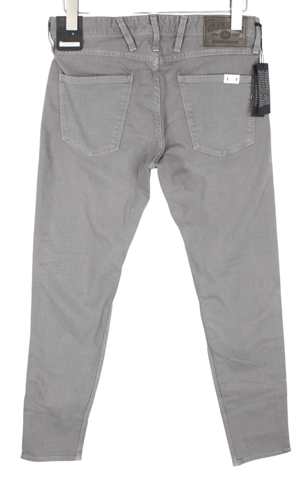 REPLAY Anbass Men Jeans W29/L32 Mid Grey Slim Fit Cotton Mix Stretch Zip-Fly