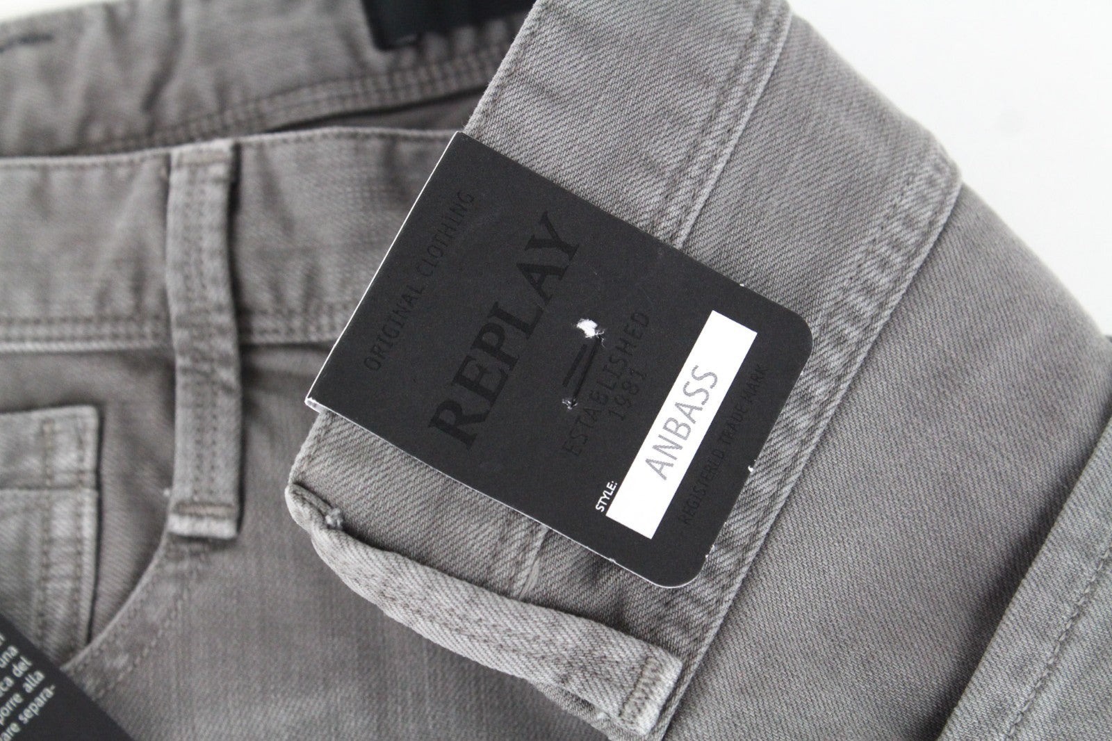 REPLAY Anbass Men Jeans W29/L32 Mid Grey Slim Fit Cotton Mix Stretch Zip-Fly