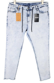 DESIGUAL Ares Men Jeans W34 Light Blue Slim Fit Jogg Sweat Cotton Mix Stretch