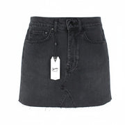 DENHAM Pearl Women Skirt W26 Washed Black Distressed Mini Buttoned Non-Stretch