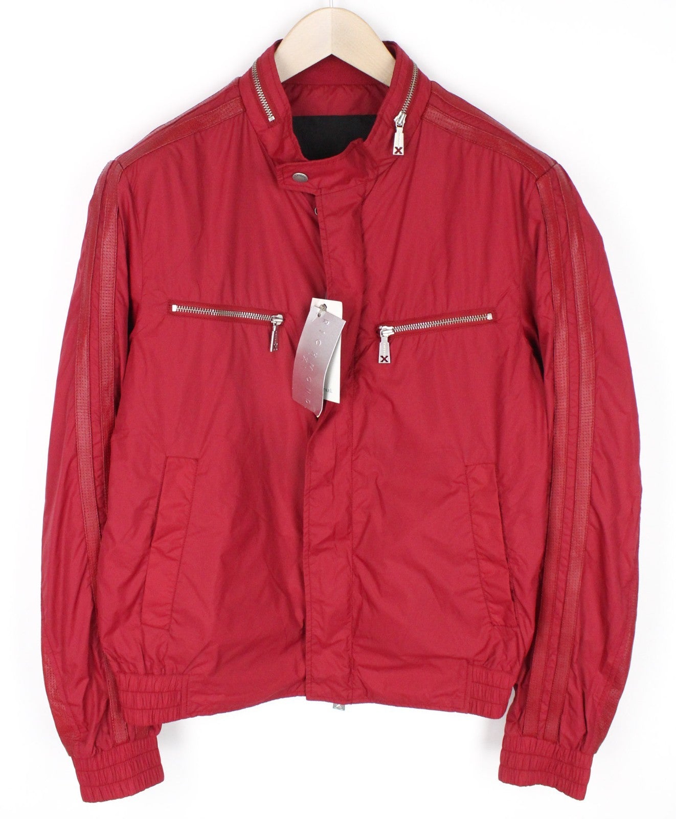RICHMOND Men Jacket IT50 L Solid Red Lightweight Softshell Designer Zip Up