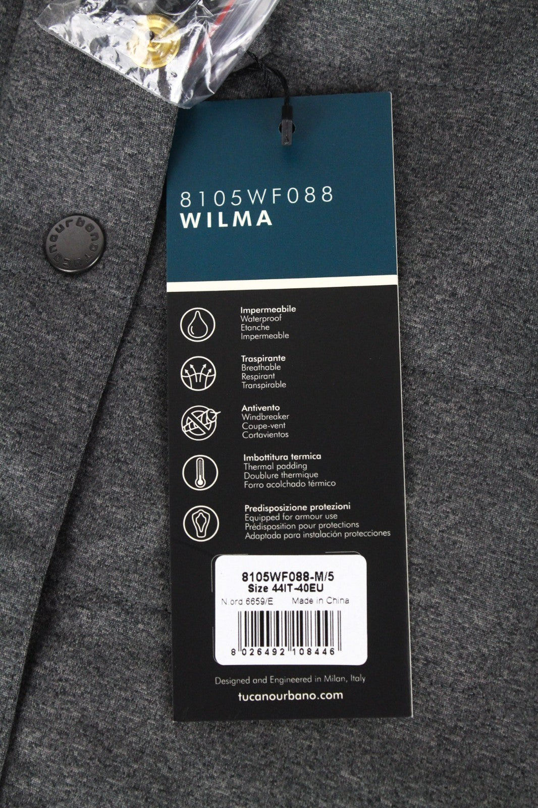 TUCANO URBANO Wilma Women Jacket EU40 L Breathable Padded Waterproof Grey Moto