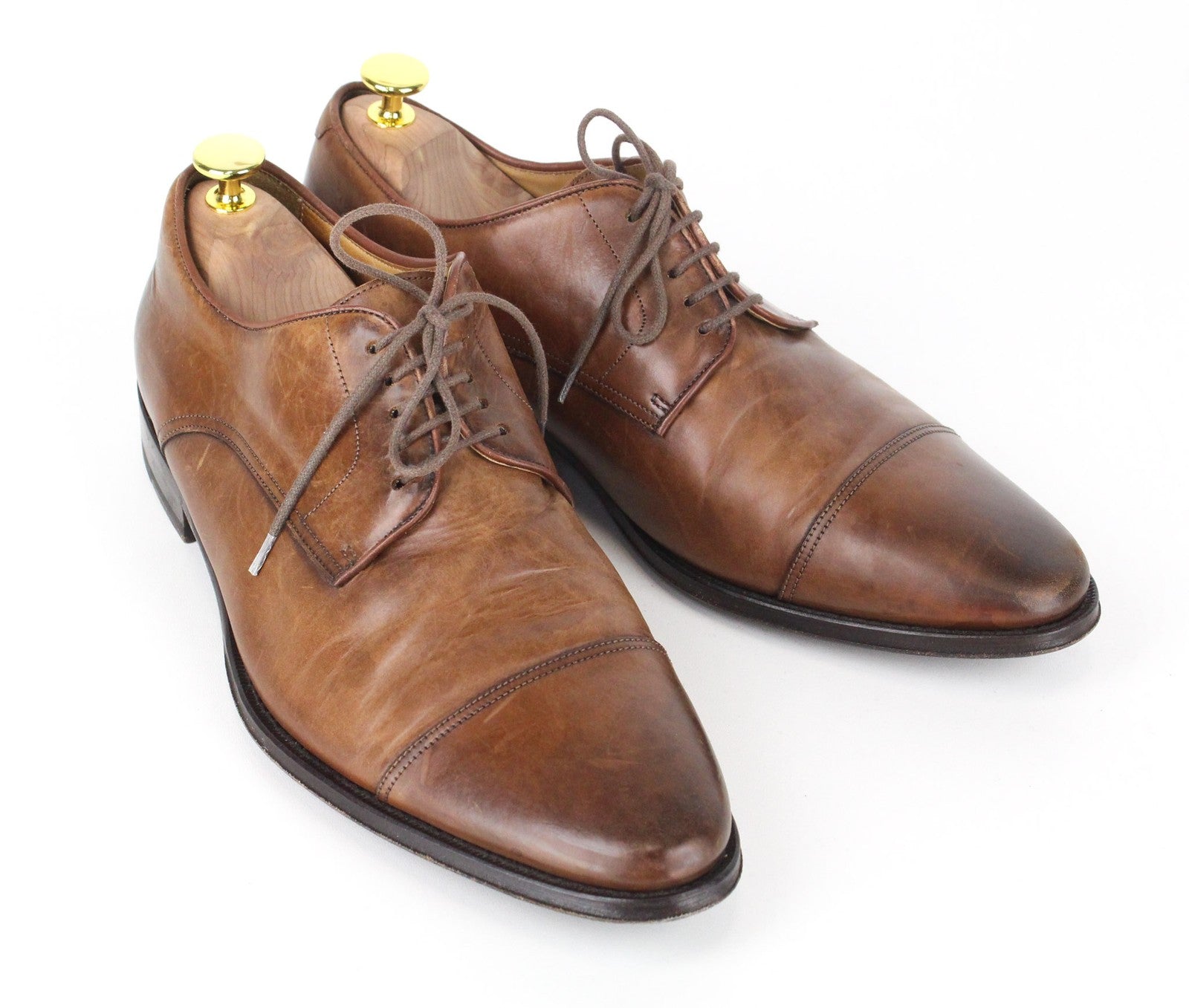 SUITSUPPLY Men Formal Shoes EU42 Mid Brown Pure Calfskin Blake-Stitched Oxford