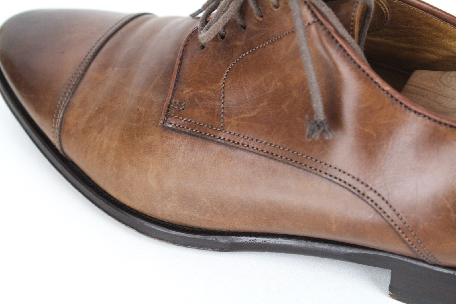 SUITSUPPLY Men Formal Shoes EU42 Mid Brown Pure Calfskin Blake-Stitched Oxford