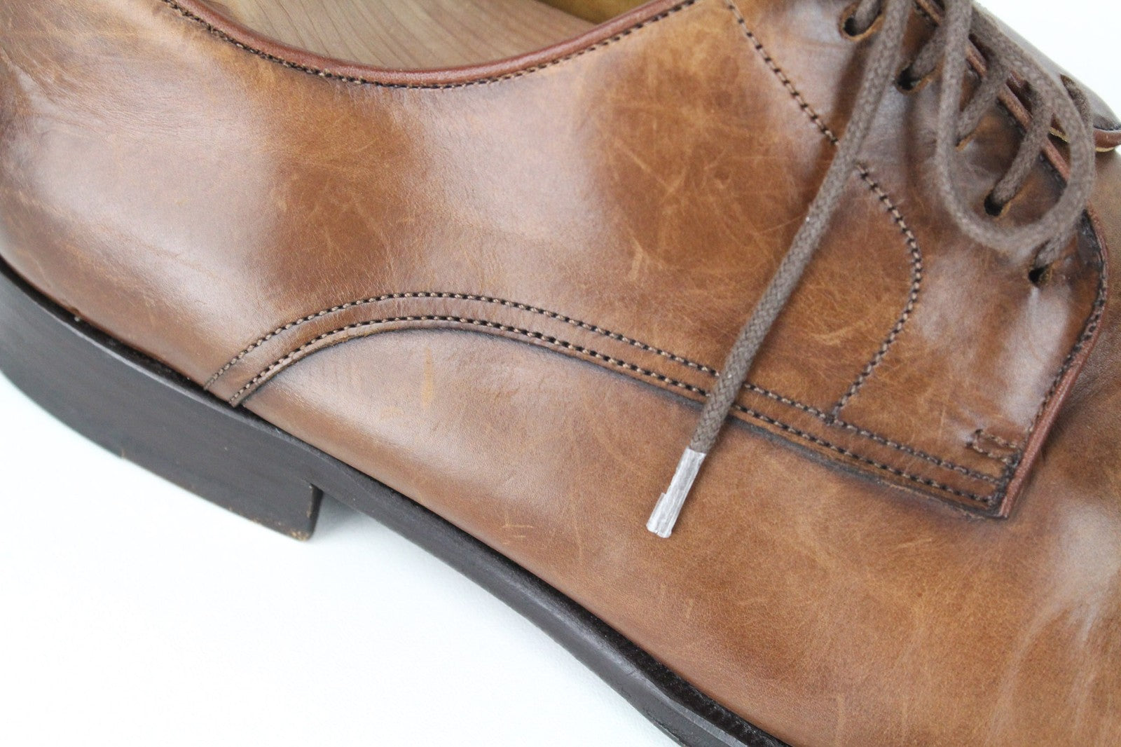 SUITSUPPLY Men Formal Shoes EU42 Mid Brown Pure Calfskin Blake-Stitched Oxford