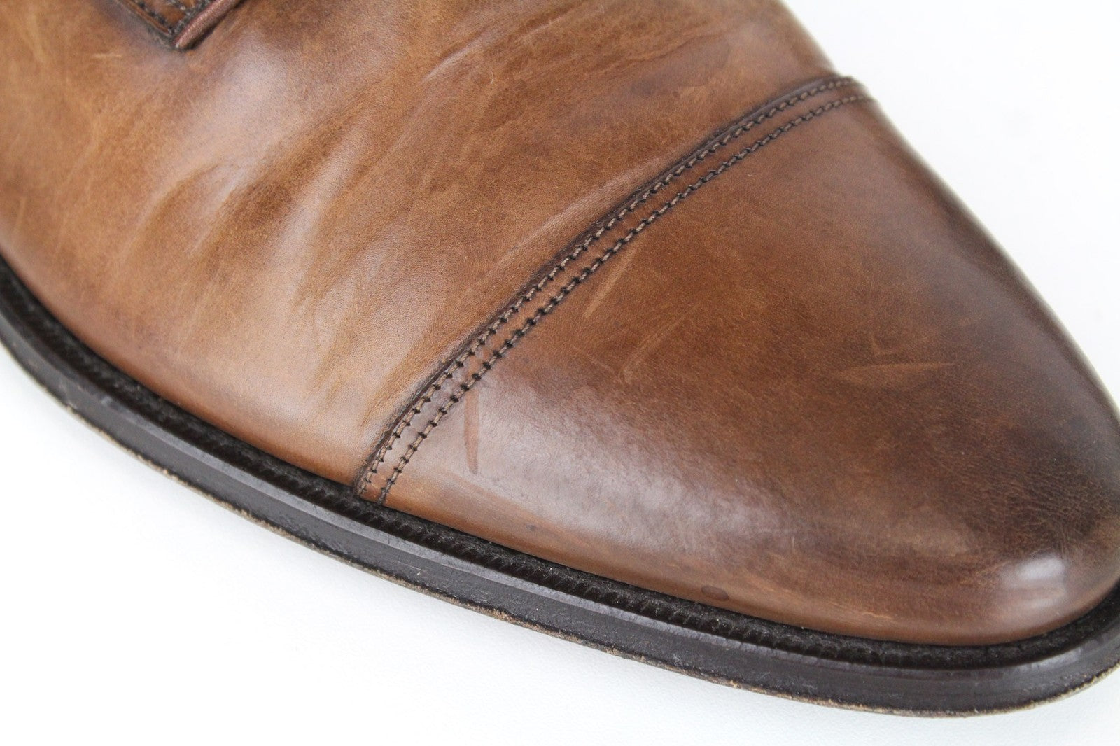SUITSUPPLY Men Formal Shoes EU42 Mid Brown Pure Calfskin Blake-Stitched Oxford