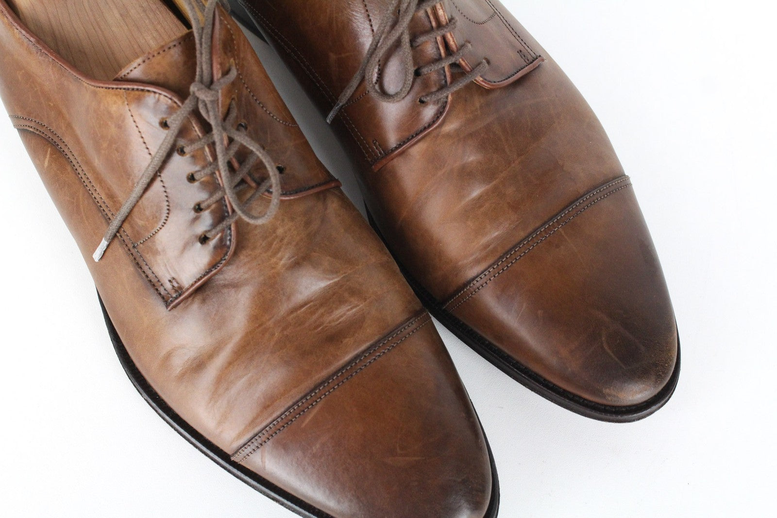 SUITSUPPLY Men Formal Shoes EU42 Mid Brown Pure Calfskin Blake-Stitched Oxford