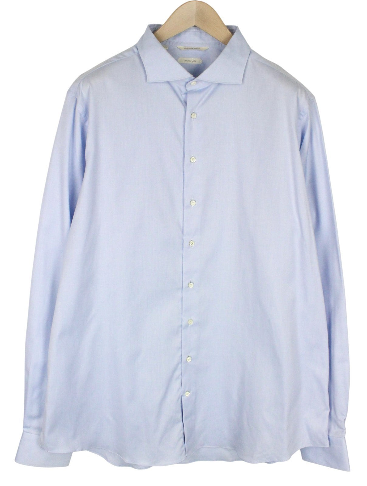 SUITSUPPLY Men Shirt 47L/18 1/2L Extra Slim Blue Pure Cotton Cutaway Classic