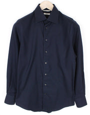 SUITSUPPLY Traveller Men Shirt 36/14 Slim Navy Blue Pure Cotton Long Sleeved