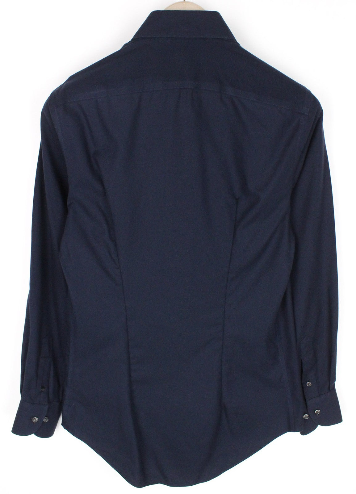 SUITSUPPLY Traveller Men Shirt 36/14 Slim Navy Blue Pure Cotton Long Sleeved