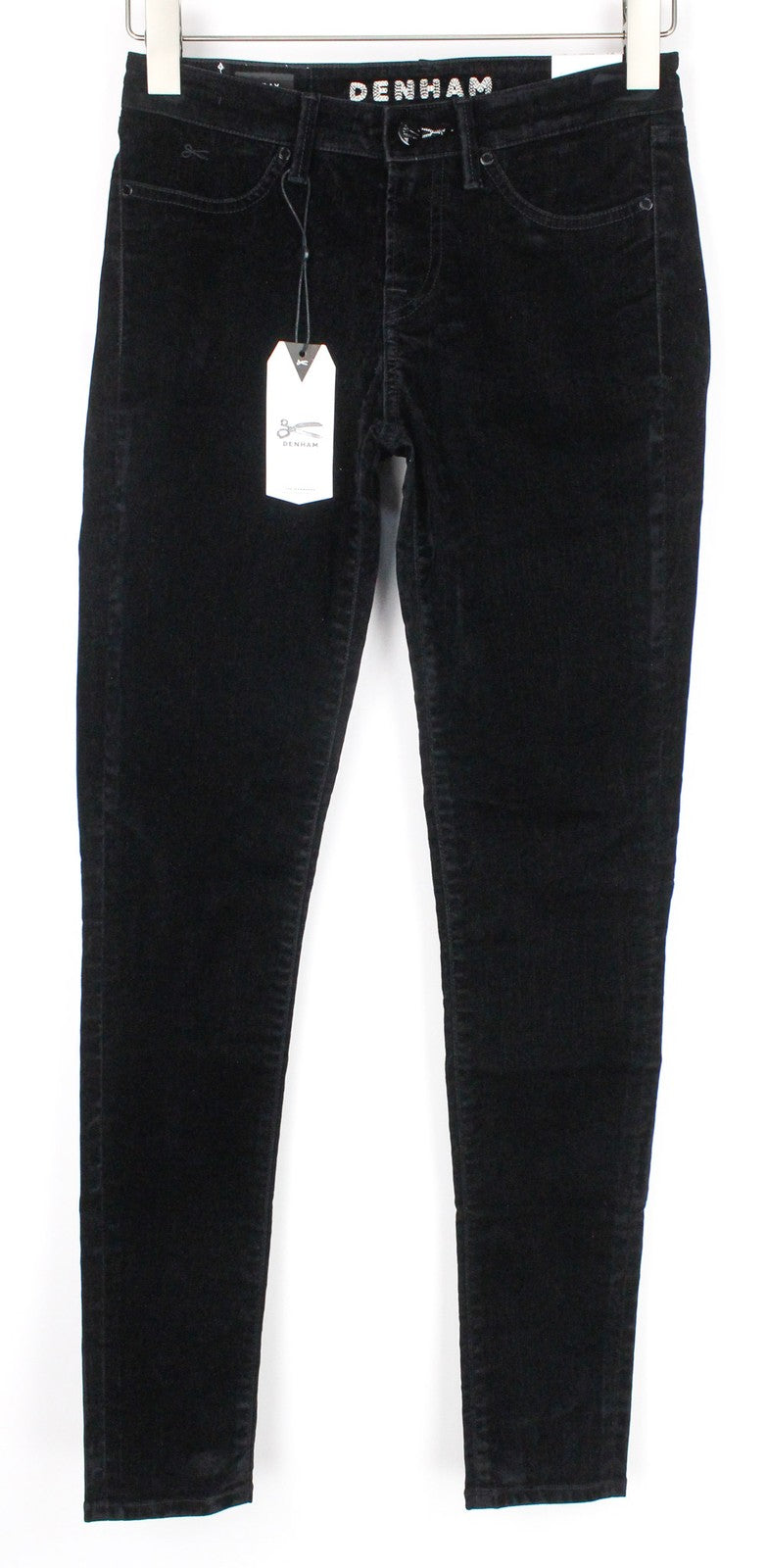 DENHAM Spray Women Trousers W26/L30 Super Tight Cotton Stretch Black Velvet