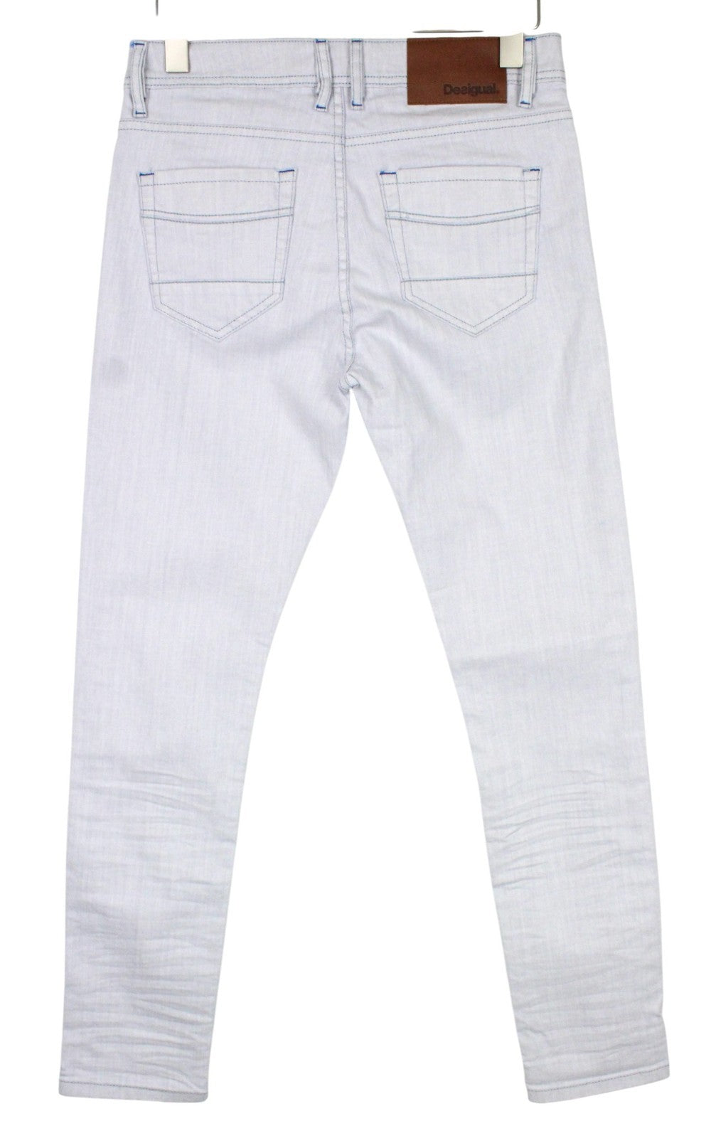 DESIGUAL Lucas Men Jeans W28 Slim Fit Cotton Stretch Faded Light Blue
