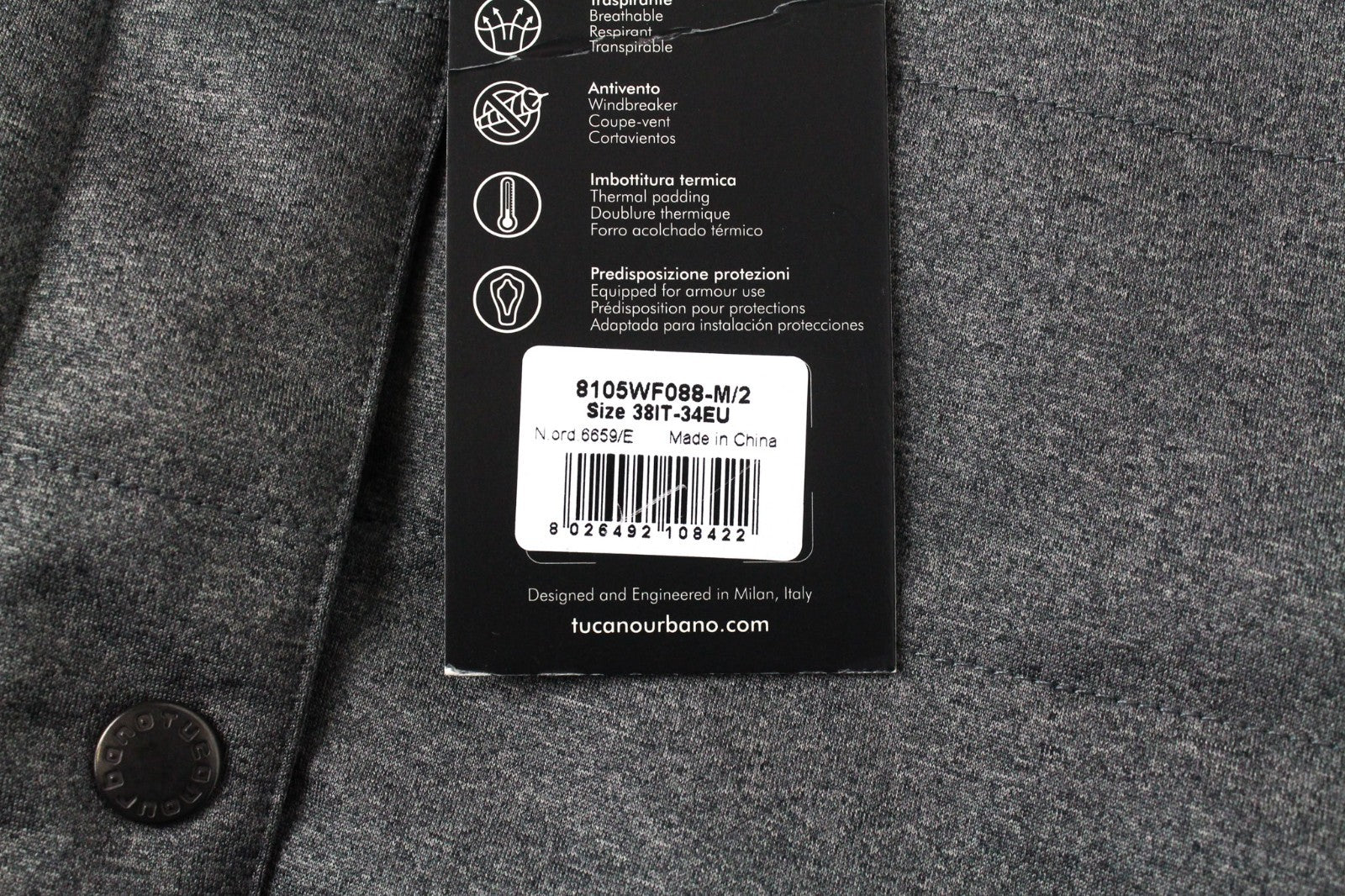 TUCANO URBANO Wilma Women Jacket EU34 XS Grey Thermal Padding Single-Breasted