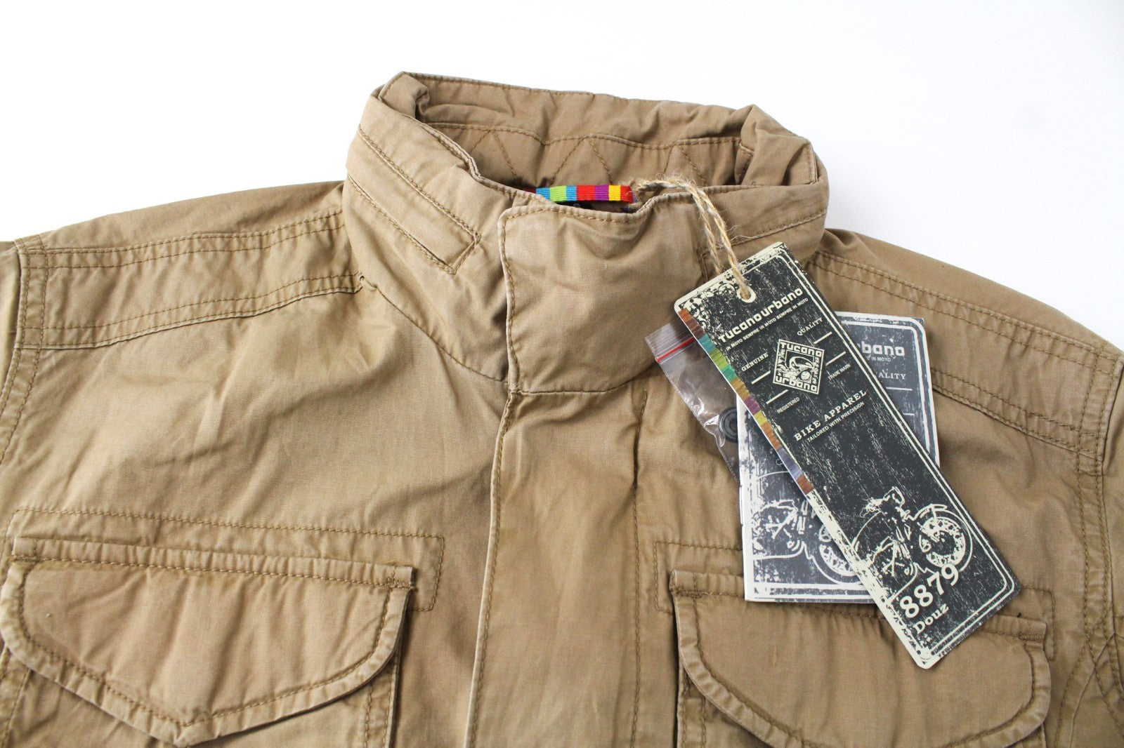 TUCANO URBANO Douz Men Jacket S Brown Cotton Single-Breasted Motorcycle Lined