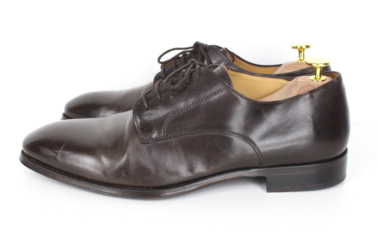 SUITSUPPLY Men Formal Shoes EU43 Brown Genuine Leather Low-Top Laced Classic