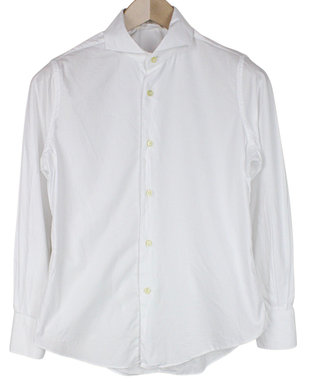 SUITSUPPLY Men Shirt XS Slim White Pure Cotton Cutaway Collared Twill Formal