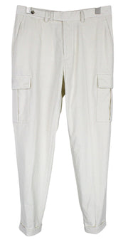SUITSUPPLY Blake Men Trousers UK32R W32 Off-White Beige Cotton Corduroy Cargo