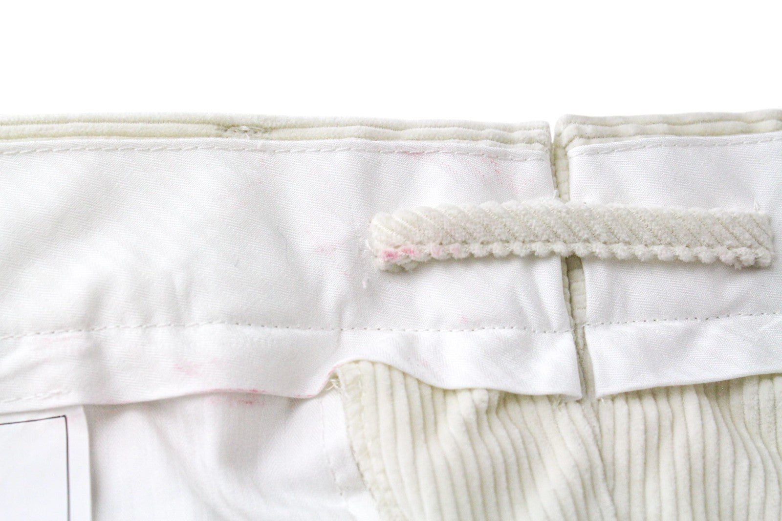SUITSUPPLY Blake Men Trousers UK32R W32 Off-White Beige Cotton Corduroy Cargo