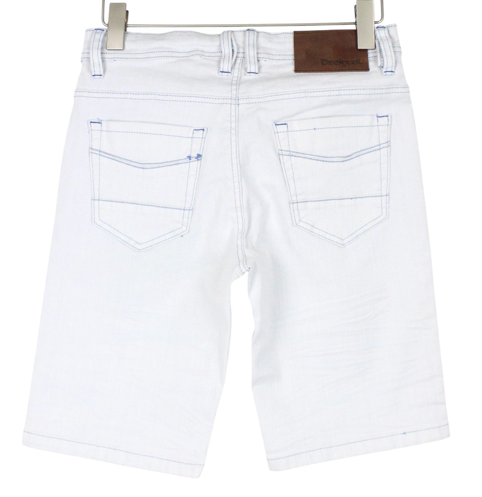 DESIGUAL Pablo Men Shorts W28 Wash Light Blue Cotton Stretch 5-Pocket Denim