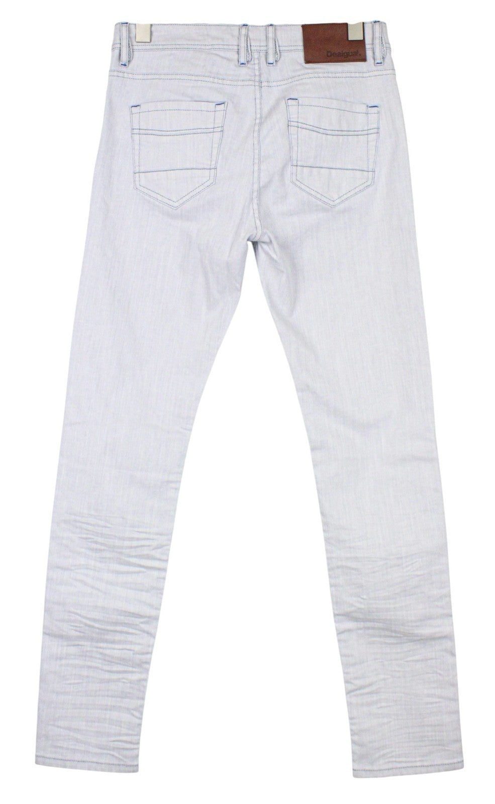 DESIGUAL Lucas Men Jeans W30 Faded Blue Slim Fit Cotton Stretch Button-Up