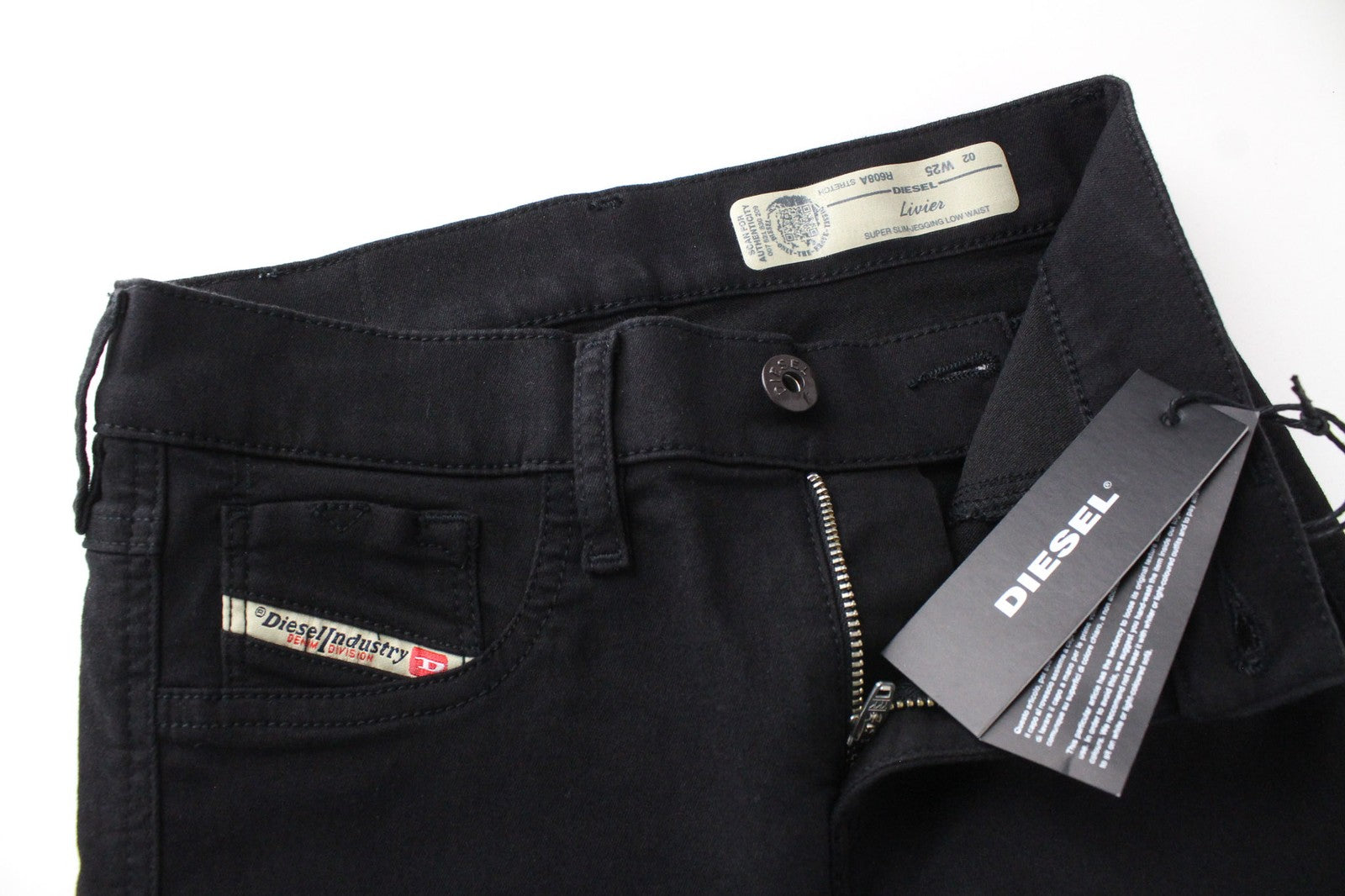 DIESEL Livier R608A Women Jeans W25 Super Slim Jegging Black Cotton Stretch
