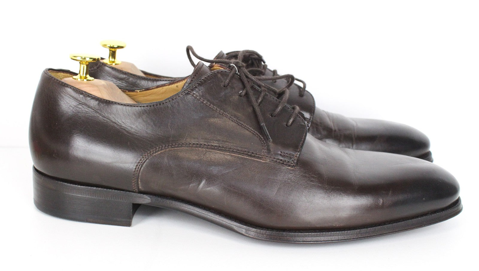 SUITSUPPLY Men Formal Shoes EU44.5 Brown Genuine Leather Laced Low-Top Classic