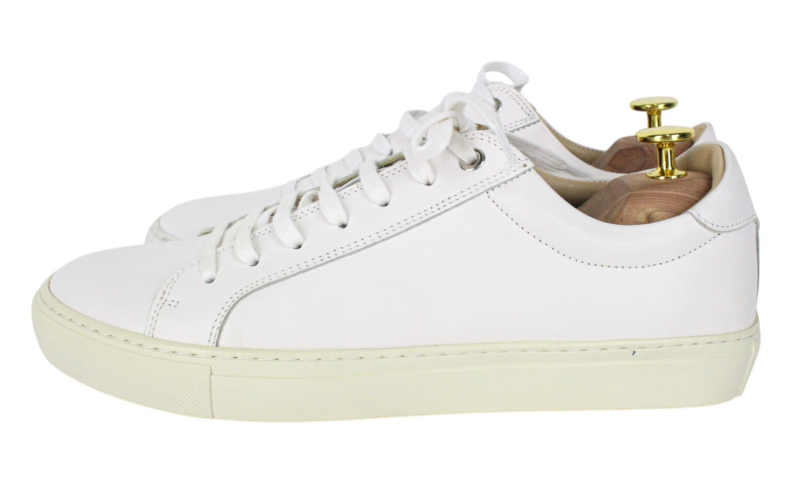 SUITSUPPLY Men Trainers EU42 White Genuine Leather Laced Low-Top Sneakers