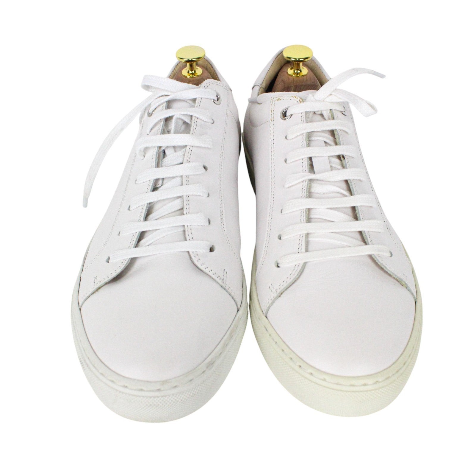 SUITSUPPLY Men Trainers EU42 White Genuine Leather Laced Low-Top Sneakers