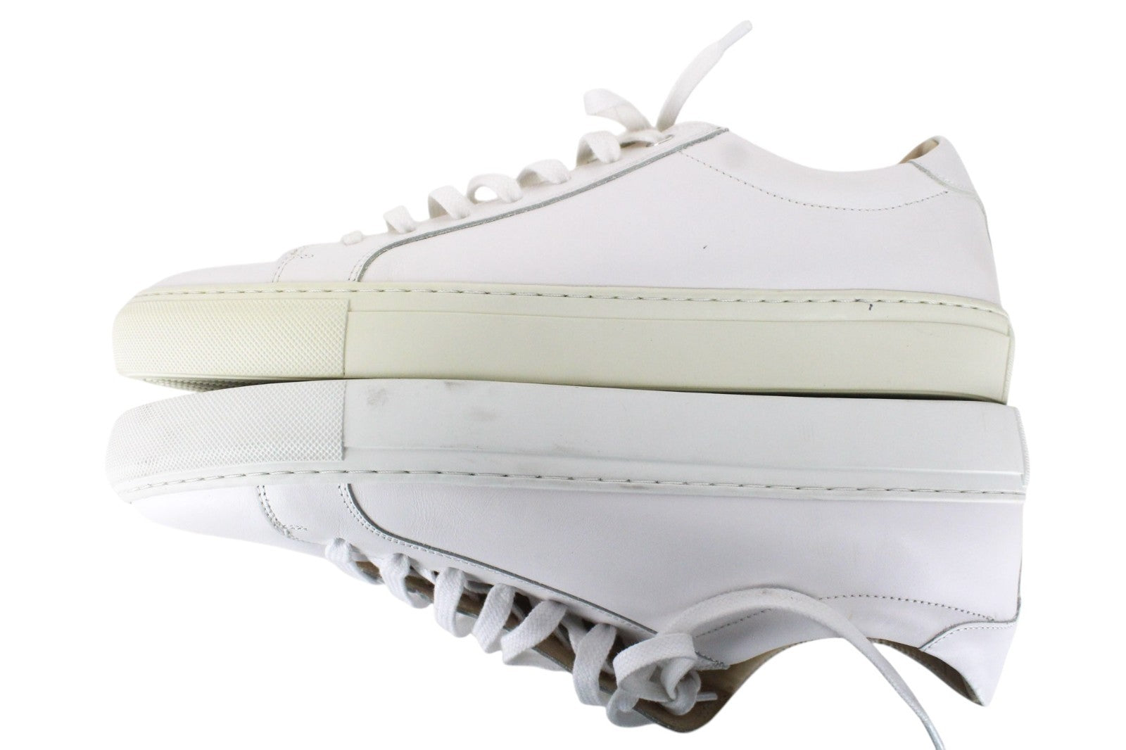 SUITSUPPLY Men Trainers EU42 White Genuine Leather Laced Low-Top Sneakers