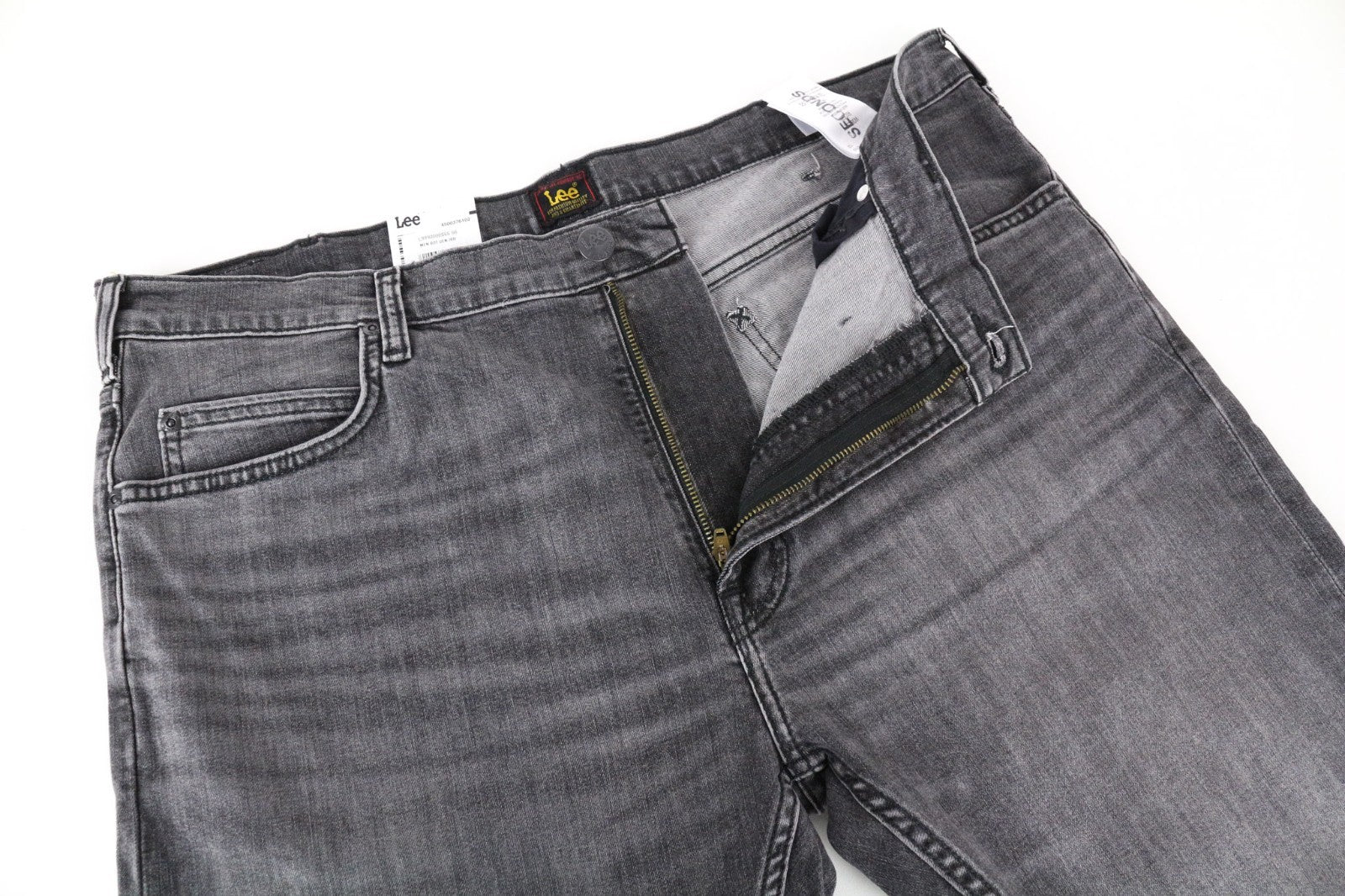 LEE Rider Men Jeans W38/L32 Slim Fit Washed Casual Grey Cotton Stretch