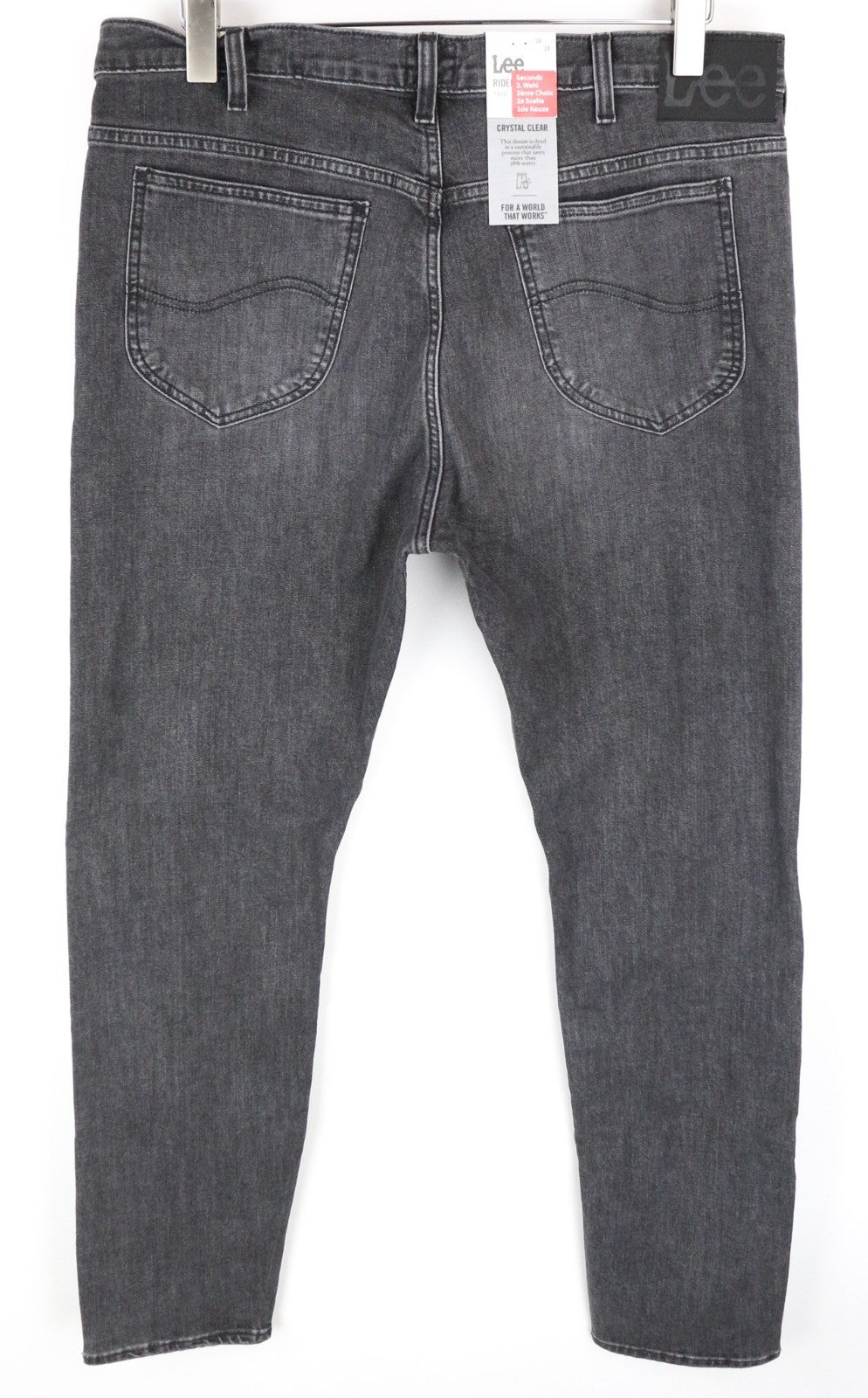 LEE Rider Men Jeans W32/L34 Slim Fit Washed 5-Pockets Grey Cotton Stretch
