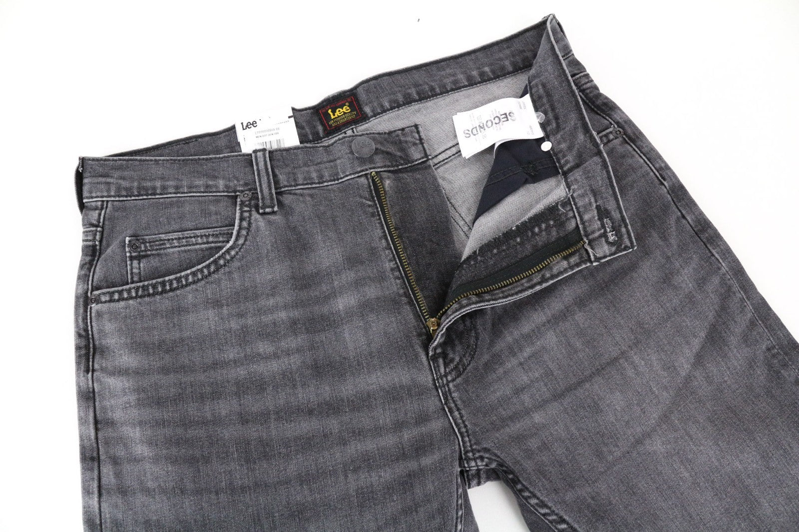 LEE Rider Men Jeans W32/L34 Slim Fit Washed 5-Pockets Grey Cotton Stretch