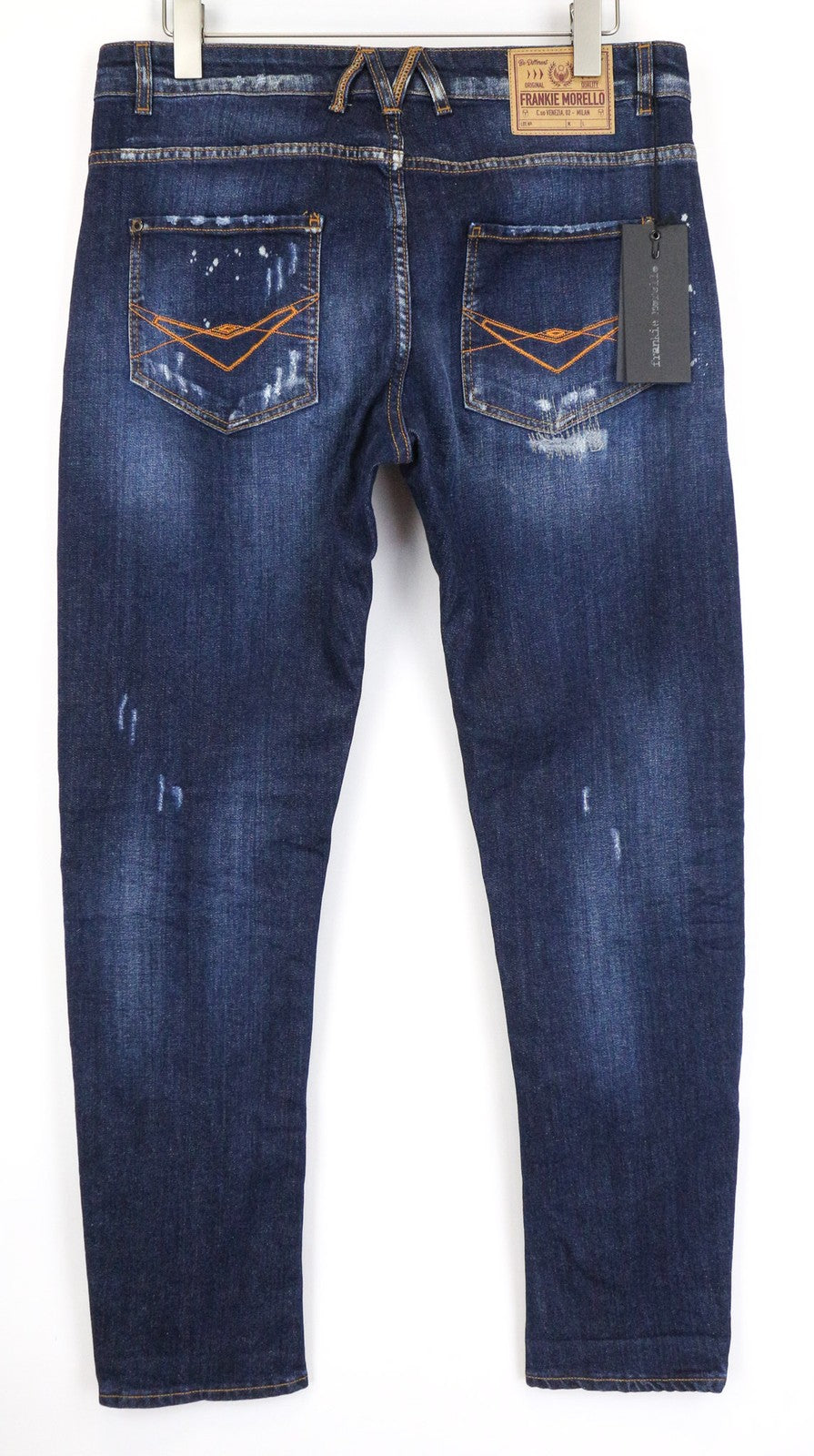 FRANKIE MORELLO Loredana Women's Jeans 38 Tapered Blue Cotton Stretch Ripped