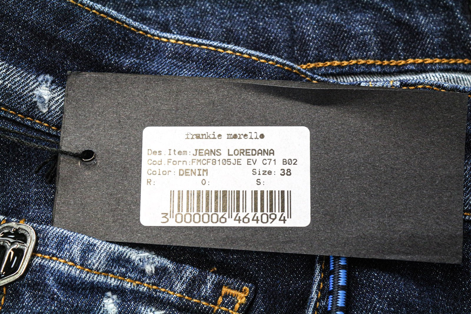 FRANKIE MORELLO Loredana Women's Jeans 38 Tapered Blue Cotton Stretch Ripped